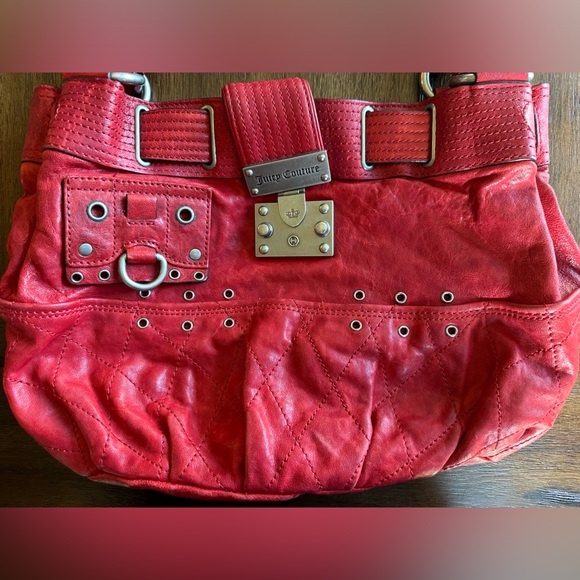 Juicy Couture Distressed Ted Supple Dark Red Leather Bag - Picture 3 of 10